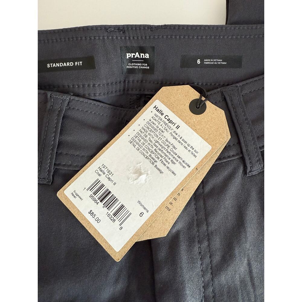 prAna Halle Capri II Women’s Sz 6 Coal Gray Performance Hiking NWT Roll Up Crop - Picture 11 of 11